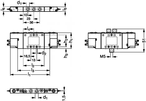 Distributeur compact en ligne 5/2 - Plan