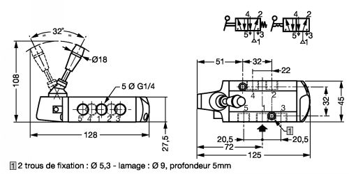 Distributeur à tiroir 5/2 - Plan