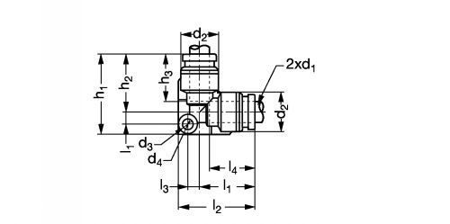 Raccord équerre égal inox - Plan