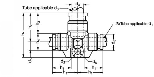 Raccord en T réduit inox - Plan