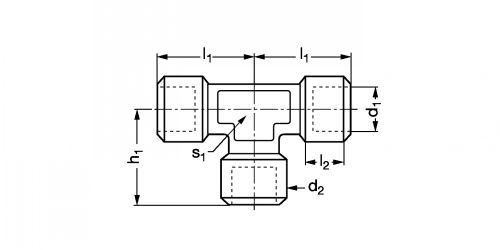 Té égal femelle cylindrique - Plan