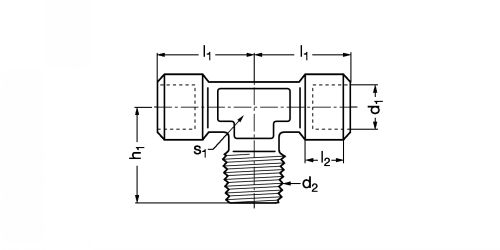 Té égal mâle-femelle cylindrique et conique - Plan