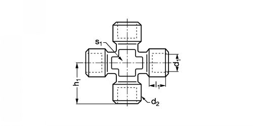 Croix égale femelle cylindrique - Plan