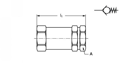 Clapet anti-retour air femelle/femelle - Plan