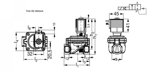 Electrovanne inox 2/2NF à commande assistée - Plan