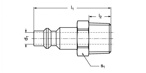 Embout sans obturation mâle - Plan