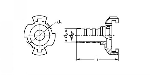 Raccord express cannelé - Plan