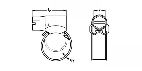 Collier à vis acier à bande pleine - Plan