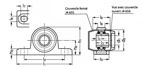 Palier à semelle thermoplastique blanc J4-652 - Plan