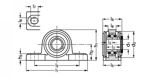 Palier à semelle tout inox J4-752 - Plan