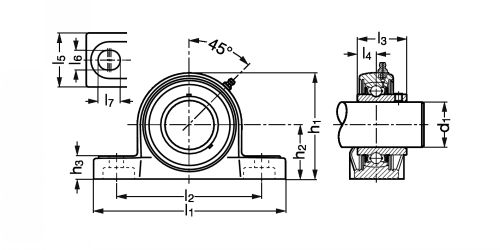 Palier à semelle tout inox J4-552 - Plan