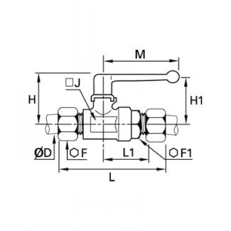 Robinet 2 voies à bague acier de sertissage - LEGRIS 0411 - Plan