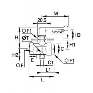 Robinet à purge taraudée 2 voies femelle BSP cylindrique - LEGRIS 0449 - Plan