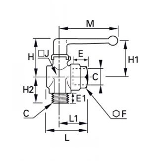 Robinet équerre 2 voies mâle/femelle BSP cylindrique - LEGRIS 0471 - Plan