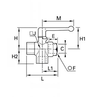 Robinet équerre 3 voies femelle BSP cylindrique - LEGRIS 0482 - Plan