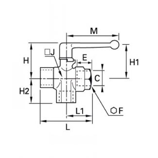 Robinet en té 3 voies femelle BSP cylindrique - LEGRIS 0483 - Plan