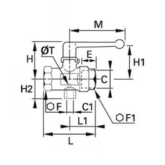 Robinet à purge taraudée 2 voies femelle BSP cylindrique - LEGRIS 0489 - Plan