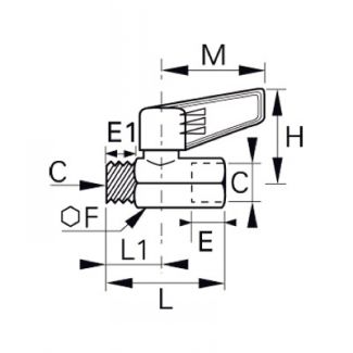 Robinet série légère 2 voies mâle/femelle BSP cylindrique - LEGRIS 0491 - Plan