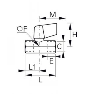 Robinet série légère 2 voies femelleBSP cylindrique manette courte - LEGRIS 049C - Plan
