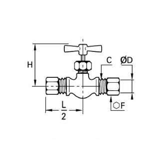 Robinet pointeau 2 voies à bicones - LEGRIS 0510 - Plan