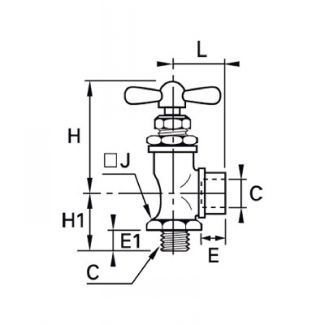 Robinet pointeau 2 voies en l mâle/femelle BSP cylindrique - LEGRIS 0531 - Plan
