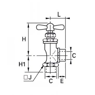 Robinet pointeau 2 voies en l femelle BSP cylindrique - LEGRIS 0532 - Plan