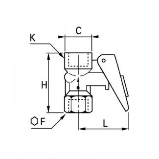 Robinet de manomètre à purge femelle BSP cylindrique - LEGRIS 0627 - Plan