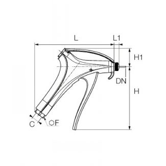 Soufflette polyvalente connexion basse embout standard - LEGRIS 0651 - Plan