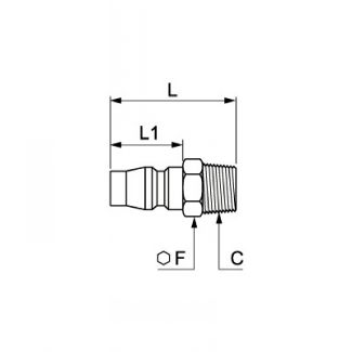 Embout mâle BSP conique, profil Asie - LEGRIS 084H - Plan