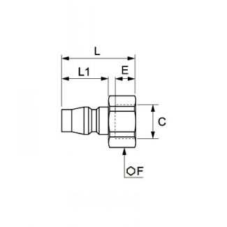 Embout femelle BSP cylindrique, profil Asie - LEGRIS 086H - Plan