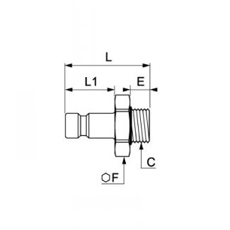 Embout mâle BSP cylindrique, profil Allemagne série 20 - LEGRIS 087D - Plan