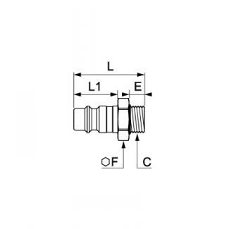 Embout mâle BSP cylindrique, profil Européen - LEGRIS 087E - Plan