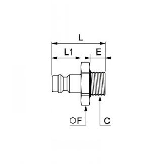 Embout mâle BSP cylindrique, profil Allemagne série 21 - LEGRIS 087J - Plan