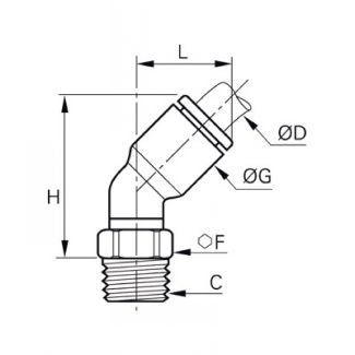 Équerre à 45° à piquage mâle BSP conique - LEGRIS 3113 - Plan