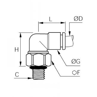 Équerre oscillante à piquage mâle cylindrique - LEGRIS 3189 - Plan