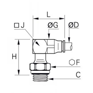 Équerre surélevée mâle métrique - LEGRIS 3229 - Plan