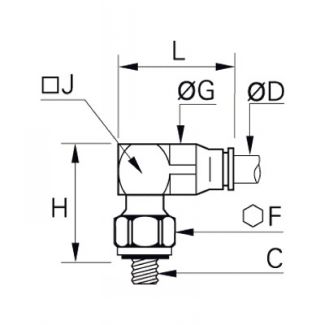 Équerre à piquage mâle cylindrique - LEGRIS 3299 - Plan