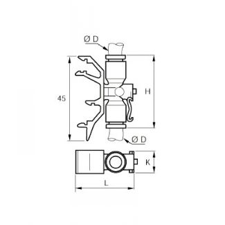 Bornier pour 2 tubes en ligne - LEGRIS 3379 - Plan