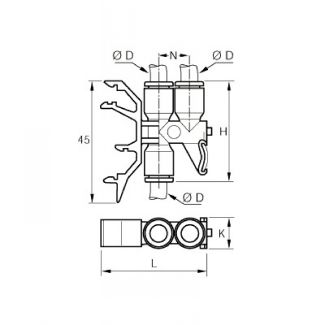 Bornier pour 3 tubes - LEGRIS 3381 - Plan