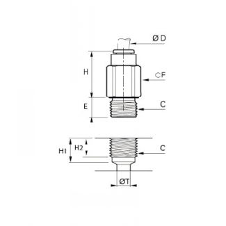 Piquage auto-obturant droit mâle BSP cylindrique - LEGRIS 3391 - Plan