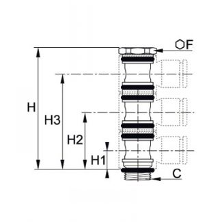 Vis creuse pour banjos à 3 étages BSP cylindrique - LEGRIS 3529 - Plan