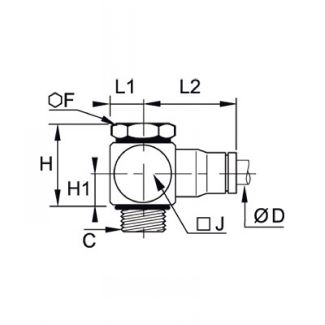 Banjo équerre, BSP cylindrique et métrique - LEGRIS 3618 - Plan