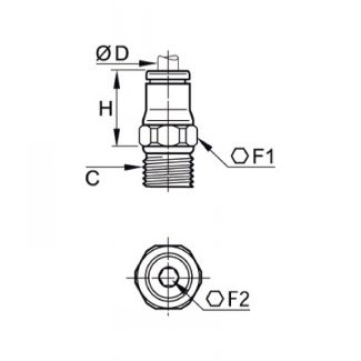 Piquage droit mâle BSP conique et NPT - LEGRIS 3675 - Plan