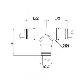 Té égal pour tube mm - LEGRIS 3804 - Plan