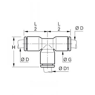 Té égal et inégal diamètre inch - LEGRIS 3A04 - Plan