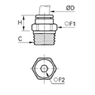 Piquage diamètre inch droit mâle NPT - LEGRIS 3A75 - Plan