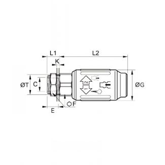 Coupleur c9000 traversée cloison femelle cylindrique, profil Européen - LEGRIS 416E - Plan