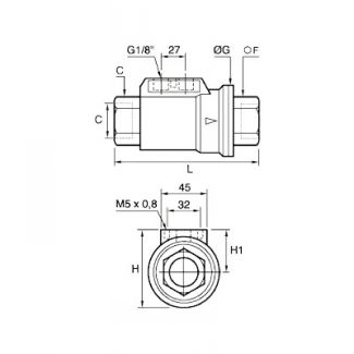 Vanne pilotée double effet femelle BSP cylindrique - LEGRIS 42D2 - Plan