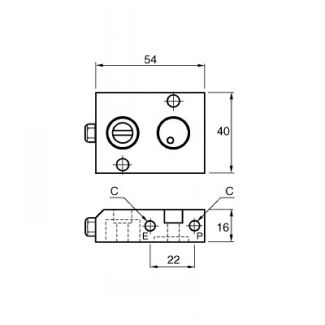 Vanne pilotée double effet femelle BSP cylindrique - LEGRIS 4E98 - Plan