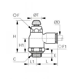 Régleurs débit compacts bi-directionnel BSP cylindrique - LEGRIS 7062 - Plan